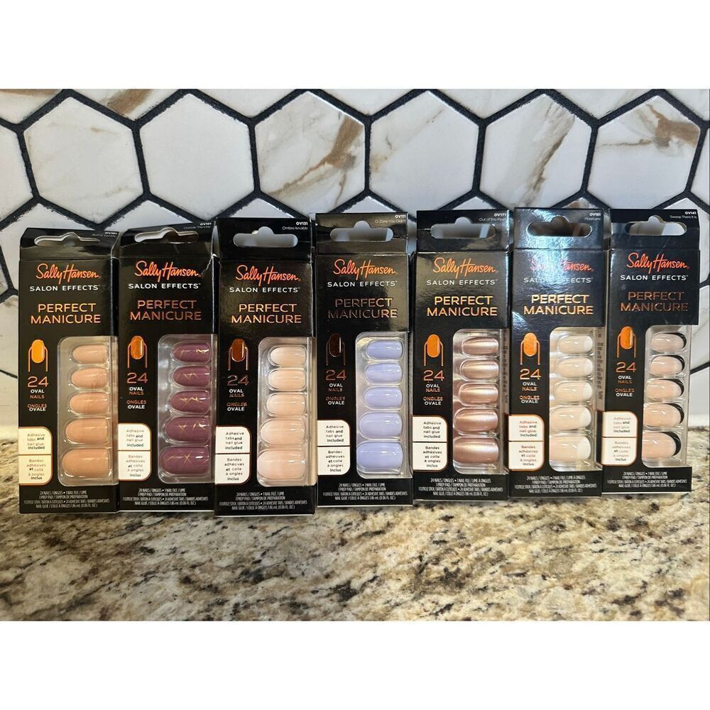Sally Hansen Perfect Manicure 7 Packs of Oval Shaped Nails With Glue